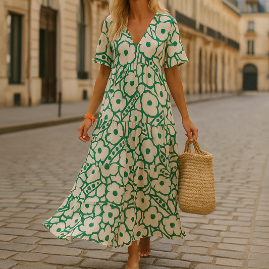 Lange Zomerjurk met bloemenpatroon
