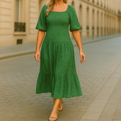 Broderie Midi Zomerjurk