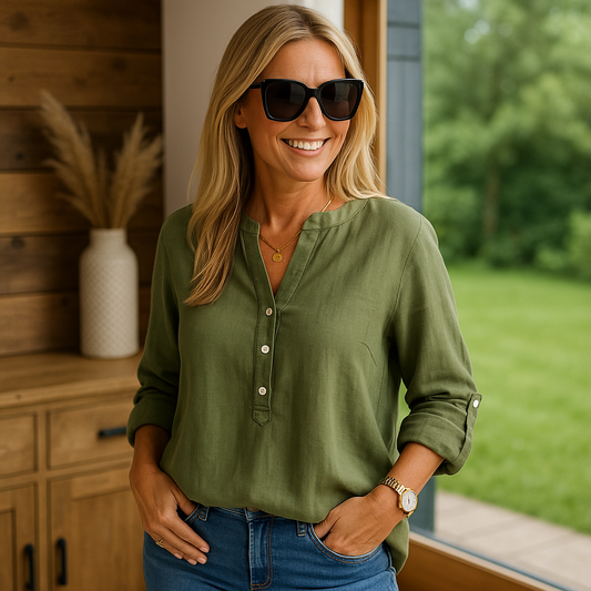 Luchtige Linnen Knoopblouse