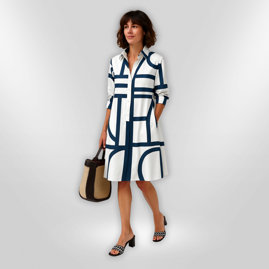 Midijurk met geometrisch patroon